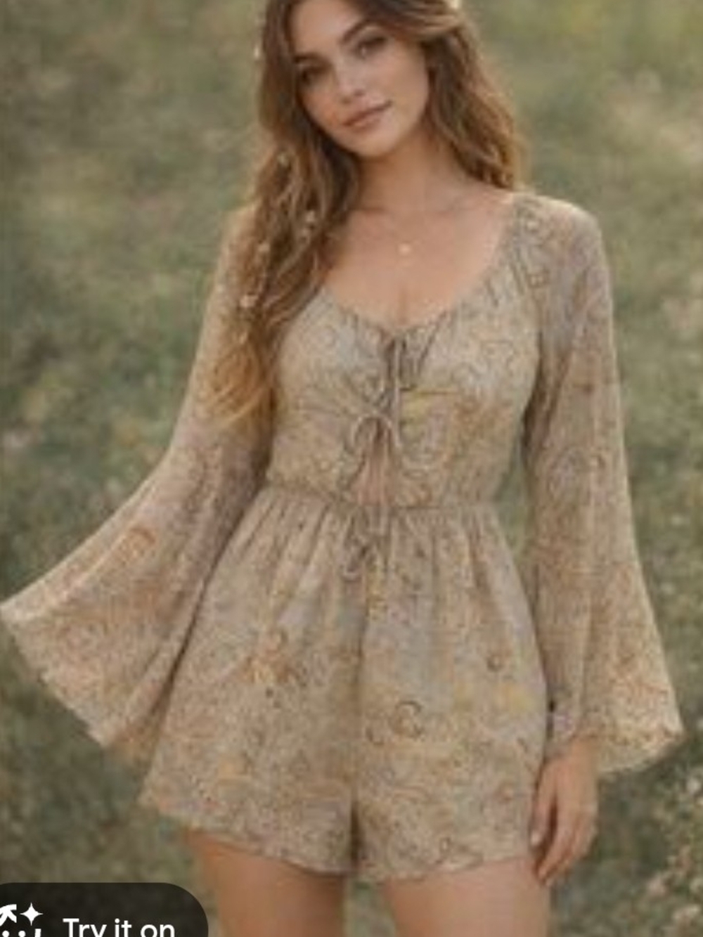Style Rack Women's Off The Shoulder Romper Bohemian Paisley And Floral Print S